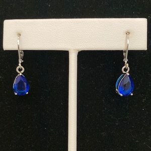 5.4 Cts. CZ - French wire dangling earrings with Silvertone setting